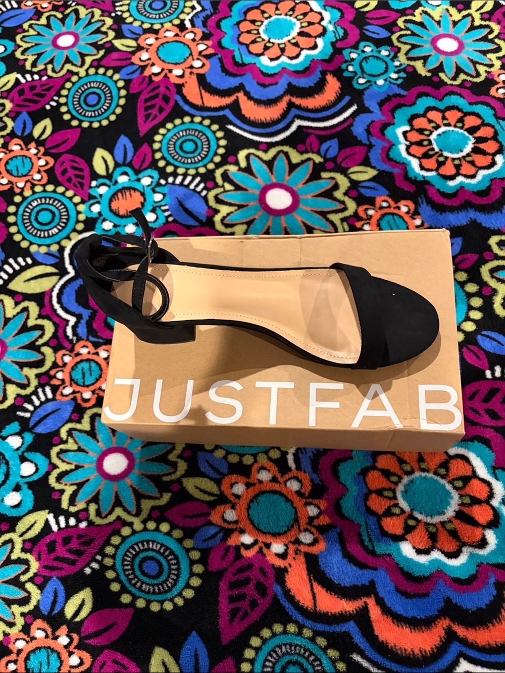 JustFab Black Open-Toe Ankle-Strap Heel